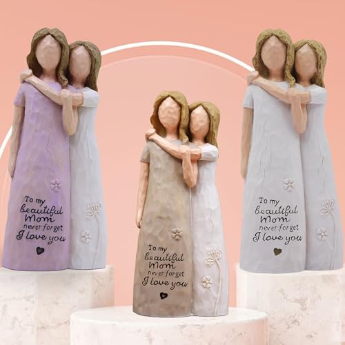 Mom Birthday Gifts from Daughter, Birthday Gifts for Mom from Daughter, Mother Daughter Gift, Mother of The Bride Gift, Sculpted Hand-Painted Figurine(Almond Rose Brown) - color: Almond Rose Brown