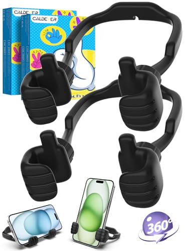 Easter Gifts for Teen Boys Girls Adults Cell Phone Stand Patented 2 Pack Thumbs Up Lazy Phone Stand for iPhone Easter basket stuffers Cell phone Holder for Desk Birthday Gifts for Kids Men Women - color: Black, size: 2
