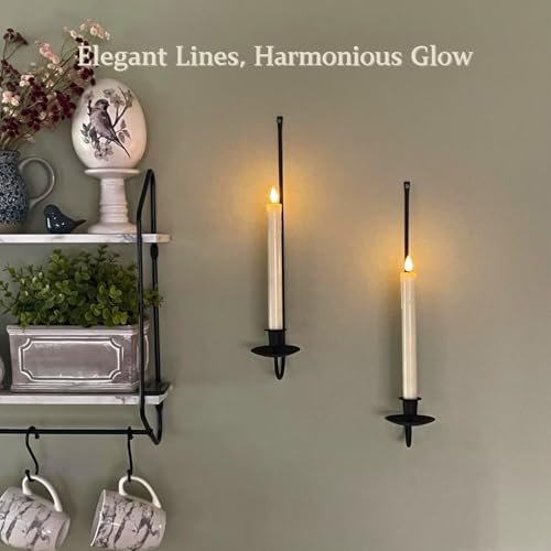 Wall Candle Holder Set of 2, Stylish Black Metal Wall Mount Candle Sconces, Modern Wall Decoration for Living Room, Farmhouse, Fireplace, and Christmas Decor - color: Single-arm 2pcs