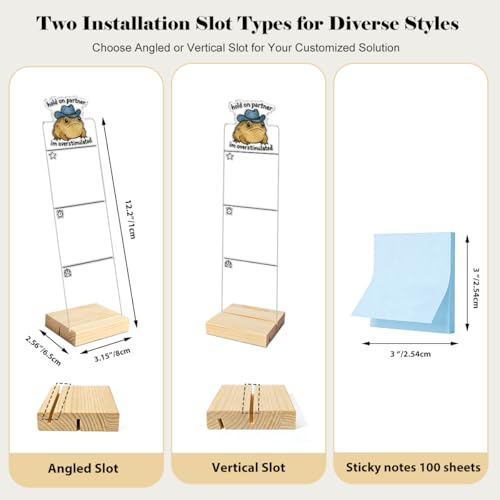 Monitor Memo Board Computer Monitor Memo Board Sticky Note Organizer Hold On Partner Im Overstimulated Sign Acrylic Desk Accessories Removable Wooden Base Set Sticky Notes 100 Sheets 11.8×3.1 inches - color: Overstimulated
