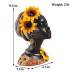 African Art Bust Statue, Home Decor African Sunflower Girl Figurines, Home Decor Resin Black African American Bust Sculpture, Suitable For Living Room, Room, Desktop, Bookcase, Wooden Shelf Decor