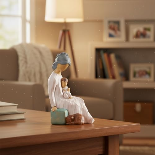 NAN ZAI NAN FANG Grandma Birthday Gifts Thoughtful Valentine Christmas for Grandma 5.9" Resin Sculpture Hand-Painted Grandmother Gifts from Grandkids Statues for Home Decor - style: Grandma and Child