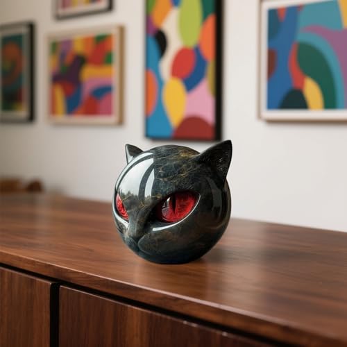 Black Cat Sculpture - color: Red