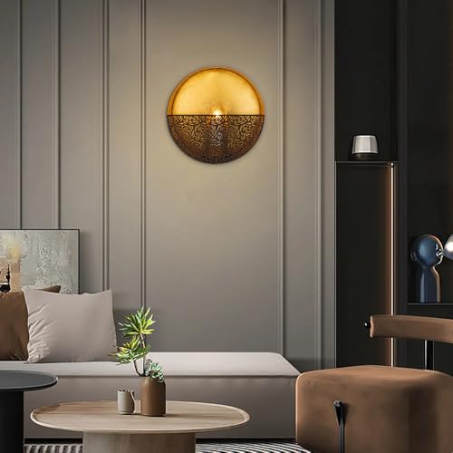 Luxury Metal Wall Candle Sconces – Large Handcrafted Wall-Mounted Tealight Candle Holders with Gold Leaf Interior – Modern & Rustic Home Décor for Living Room, Hallway – 11.8" Black Single Piece - color: Black - Cut Outs, size: Large
