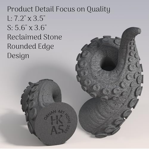 Octopus Candlestick Holders True Natural Reclaimed Stone, Set of 2 Premium Reclaimed Stone Candlestick Holder for Wedding Dinning Party, Candle Stand for 3/4 inch Thick Candles Color Black