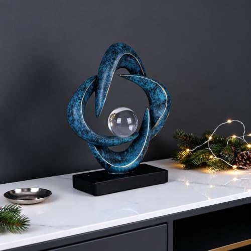 Abstract Art Sculpture, Resin Gold Decorative Statue, Modern White Ornaments for Living Room, Decorativas Modernas for Coffee Table/Entryway/Office Collectibles (Blue&Gold) - color: Blue&gold