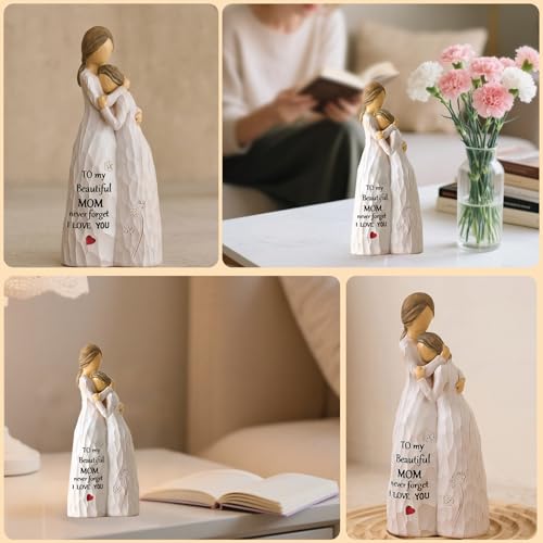 NAN ZAI NAN FANG Mother Daughter Figurine for Mom Resin Hand Painted Sculpture Birthday Valentines Christmas Mothers Day Heartfelt Gifts for Daughter Mom Mother-in-Law - style: Mother and Daughter