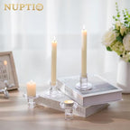 NUPTIO Candle Stick Candle Holder: Set of 20 Short Taper Candlestick Holders Bulk Small Modern Glass Tapered Candleholders for Wedding Christmas Holiday Centerpiece - size: 20 Pcs
