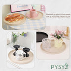 2 Pcs 11.8" and 9.8" Round Beige Metal Tray, Coffee Table Candle Holder & Decorative Serving Tray, Kitchen Counter Organizer for Modern Farmhouse Home Decor (Beige,11.8"+9.8”)