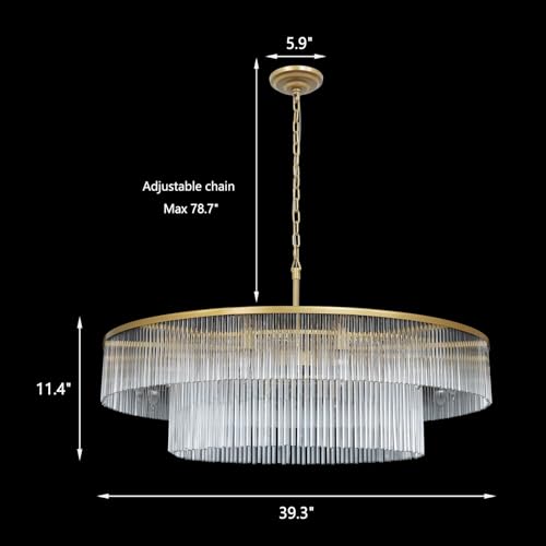 Modern Glass Chandelier Gold Chandeliers for High Ceiling Foyer Entryway Hanging Large Light Fixture for Grand Living Room Hall 39" - size: Large Gold (39" x 70")