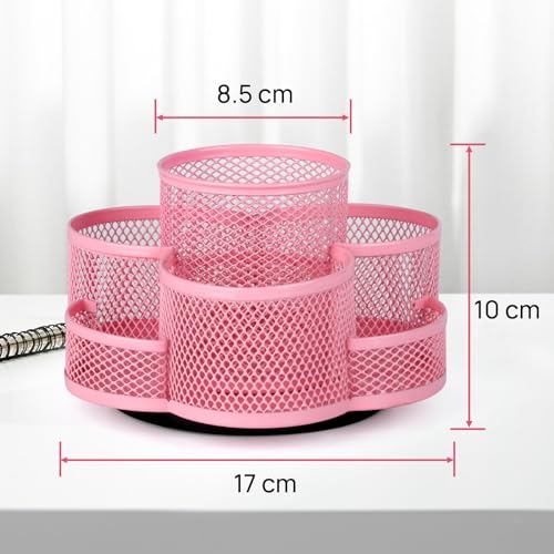 Topwey Pink Pen Holder for Desk, Rotating Pencil Holder, Cup Holder for Desk Office, Pen Organizer - color: Pink