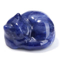 LAIDANLA Sodalite Cat Healing Crystals Figurine Sleeping Cat Hand Carved Cute Statue Polished Stone Sculpture Reiki Office Room Bedroom Desk Home Decoration Gifts 1.6" - color: O-sodalite