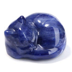 LAIDANLA Sodalite Cat Healing Crystals Figurine Sleeping Cat Hand Carved Cute Statue Polished Stone Sculpture Reiki Office Room Bedroom Desk Home Decoration Gifts 1.6" - color: O-sodalite