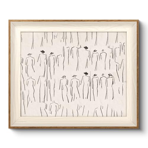 VIYYIEA Framed Wall Art for Living Room, Sketch Canvas Prints, Minimalist Home Decor, Abstract Painting Picture, Bathroom Wall Decor Gifts for Friends or Family - 12L x 10W - color: Abstract-【Crowds】, size: 12"L x 10"W