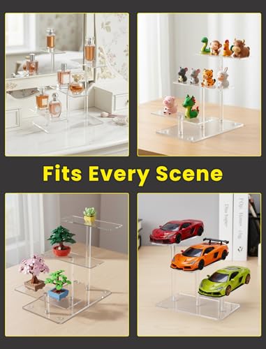 NiHome Acrylic Stand for Lego Speed Champions Display 3 Layer, Lego Car Display Case with 6 Cars Capacity, Figurine Display Shelf Riser for Collectibles & Room Decor, Perfume Riser Holder, 2 Pack