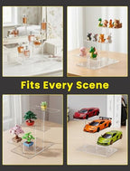 NiHome Acrylic Stand for Lego Speed Champions Display 3 Layer, Lego Car Display Case with 6 Cars Capacity, Figurine Display Shelf Riser for Collectibles & Room Decor, Perfume Riser Holder, 2 Pack
