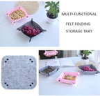 Felt Valet Tray, Fold Felt Desktop Storage Basket Makeup Organizing Basket for Home Office Writing Desk Lovely Caddy Containers (Multi-Color,6-Pack)