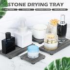 4PCS Stone Drying Tray for Bathroom Sink and Kitchen Counter, Fast Drying Diatomite Stone Sink Tray Soap Trays, Diatomaceous Coaster, Water Absorbing Stones Trays for Sinks - color: Gray 4stripes
