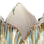 Bloomingville Stoneware Pleated Sculptural Vase with Reactive Glaze, Green and White