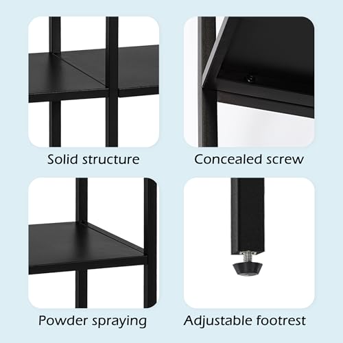 HDANI 31.5 Inch Metal Console Table with 3 Tier Strage Shelves,Narrow Entryway Table,Modern Sofa Tables for Entryway, Living Room,Bedroom,Black - color: Black, size: 31.5×9.84×29.53in