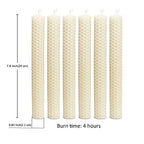 DEYBBY Natural Beeswax Taper Candles,8inch Dripless and Smokeless White Bee Wax,4Hour Burn Time Flat Top (Pack of 6) - color: White, size: 6 Pack
