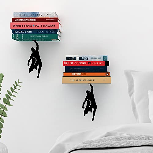 Artori Design Floating Bookshelf for Kids, Invisible Metal Book Shelf, Wall Decore Book Lovers Bookshelf (2X Supershelf) - size: 2 x Supershelf
