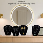 TENINYU Black Necklace Earring Jewelry Display Stand, 8 x 7 Inch Foldable Black Velvet Necklace Bust Easel Chain Holder Organizer Rack for Home or Store Show (6 Pack) - size: 6 Pack