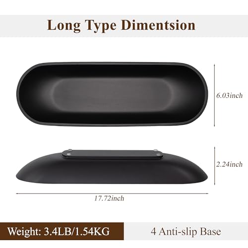 Enhanced Long Large Decorative Bowl for Home Decor - Long Dough Bowl for Table Centerpieces 17.72"W x 2.24"H - Black Minimalist Design Dough Decor Bowl for Coffee Table, Dining Table Centerpiece - color: Black, size: Extra Long