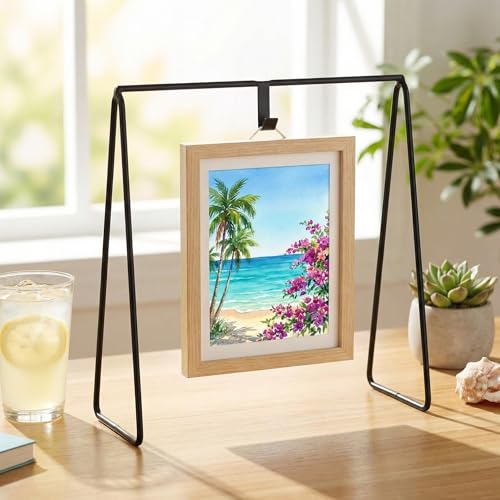 Gallery Art Stand for Round Top Black Metal Display Stand 9 Inch Mini Gallery Art and Charm Decoration for Holiday Party Decor Supply Gift(Black) - color: Black