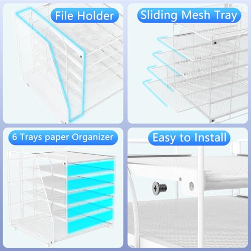 gianotter 6-Tier Paper Organizer With Magazine Holder, Desk Organizers and Accessories, Desk Accessories & Workspace Organizers, File Organizer for Office Supplies Storag (White, 6-Tier) - color: White, size: 6-Tier