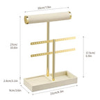 bussdis 2 Tier Bracelet Holder Display - Detachable T Bar Beige Velvet Bracelet Holder, Jewelry Holder Organizer for Bracelet, Necklace, Earrings, Rings - color: Beige