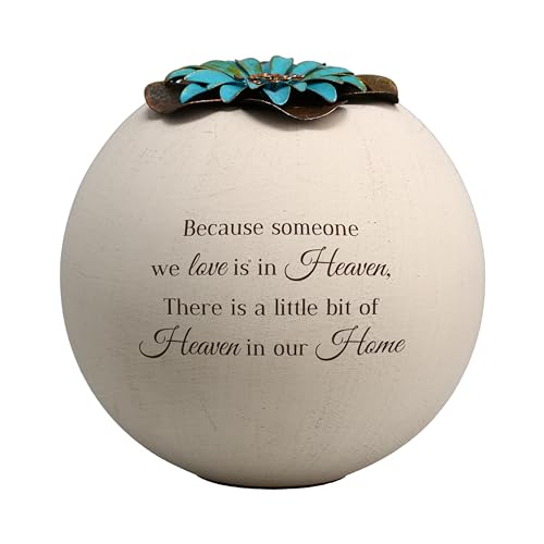 Pavilion Gift Company - A Little Bit of Heaven in Our Home - 4" Round Tealight Terracotta Candle Holder with Metal Lid in Memory Loss of Loved One Remembrance Bereavement Grief Funeral Gift