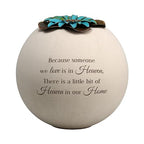 Pavilion Gift Company - A Little Bit of Heaven in Our Home - 4" Round Tealight Terracotta Candle Holder with Metal Lid in Memory Loss of Loved One Remembrance Bereavement Grief Funeral Gift