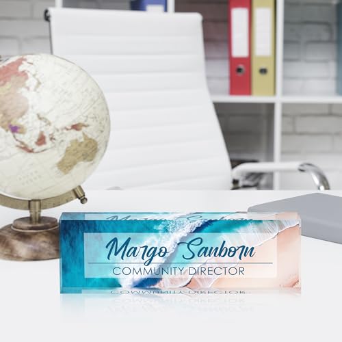 Custom Name Plate Personalized Office Decor for Women & Men, Employee Appreciation Gifts for Boss, Manager, Teacher, Nurse (Beach Walk) - color: Beach Walk