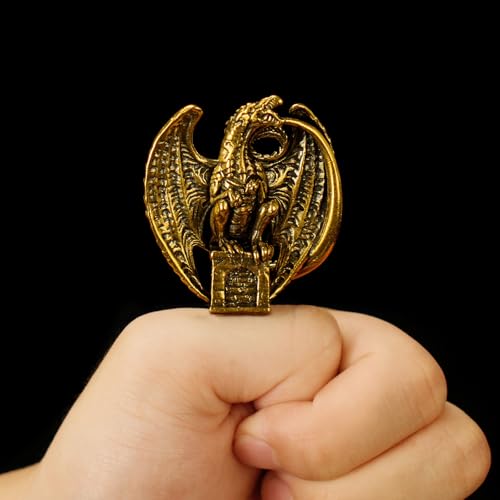 100% Solid Brass Dragon Statue with Massive Spread Wings - Handcrafted Roaring Mythical Beast Sculpture, Vintage Fantasy Decor, Collectible Desk & Bookshelf Centerpiece, Epic Gift for Dragon Lovers - style: Giant Wing
