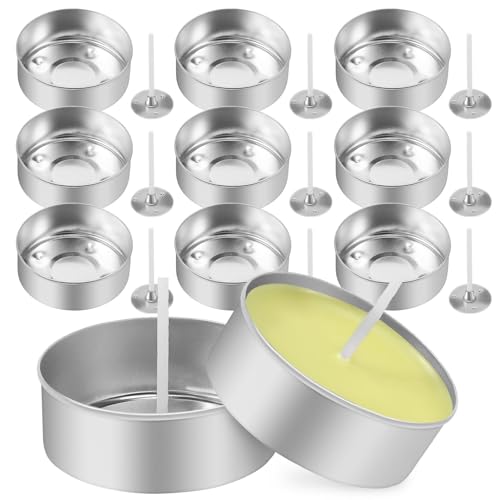 Operitacx 150pcs Aluminum Tea Lights Cups, Metal Tea Light Tins with 150 Pcs Candle Wicks Empty Candle Jars - size: 150Pcs