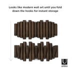 Umbra Picket Rail Hook Coat Rack, Aged Walnut (Pack of 3) - color: Walnut, size: 5-Hook (Pack of 3)