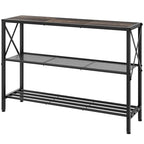 Hoctieon Industrial Console Table, 3 Tier Entryway Table, Hallway Table, Narrow Sofa Table with Shelves, Entrance Table for Entryway, Living Room, Foyer, Hallway, Office, Grey - color: Grey