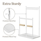 3 Tier white Jewelry Stand, Necklace Organizer, Earring Holder with 44 Holes and 9 Hooks, for Necklaces, Bracelets, Rings - color: White