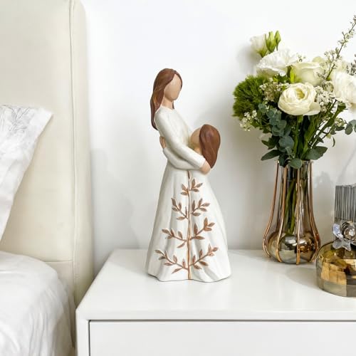 Mother Daughter Embracing Resin Figurine, 6" H,Sentimental Gifts for Mom & Daughter, Birthday Wedding Mother's Day Heartfelt Keepsake Decor - style: Embrace