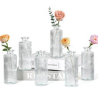 6PCS Mini Bud Vases As Vertical Wedding Centerpieces for Tables,Clear Bud Vases for Flowers,Small Flower Vases Suitable for Birthday Party,Anniversary,Wedding,Baby Shower (Clear-5.2in) - size: 6PCS