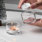4 Pcs Clear Glass Candle Holders Cylinder Tea Light Candle Holders for Weddings Birthdays Parties Home Decor