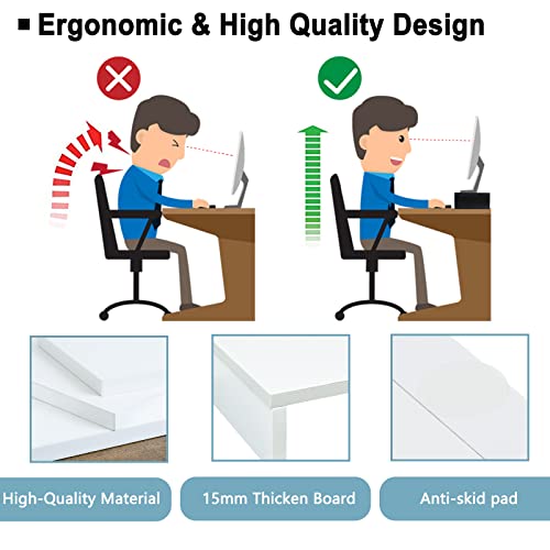 TEAMIX 2 Pack White Monitor Stand Riser - 20 inch, Wooden Desktop Stand for PC/TV/Laptop/Printer, Monitor Riser with Storage, Computer Stand with Keyboard Organizer - color: White, size: 2 Pack-20 inch