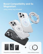 SYNCWIRE Magnetic Phone Ring Holder for MagSafe - Glitter Phone Grip Stand with 360° Rotation & Reinforced Hinge, Compatible with iPhone 16 15 14 13 Pro Max Plus MagSafe Accessories - Glitter Silver - color: Single Ring-1PCS-Glitter Silver