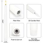 Flameless Taper Candles with 3D Wick, 9.6" Real Wax LED Candles with Remote and Timer, 3 Pack Flickering Candlesticks Battery Operated, Classic Tall Taper Candles for Home, Wedding, Party, White - color: White
