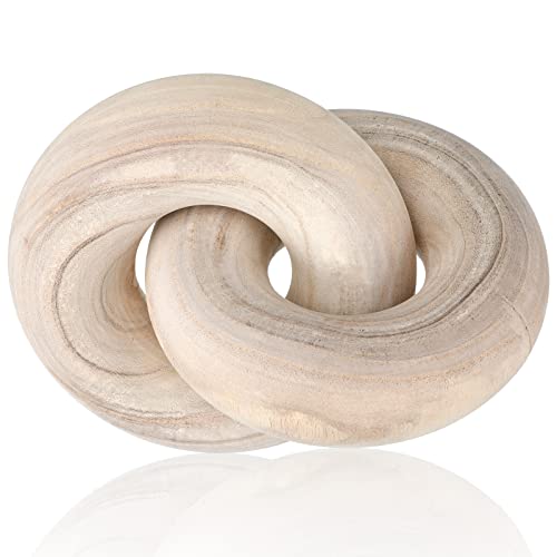 Yalikop 2 Link Wood Chain Link Decor Coffee Table Wooden Knot Decor Hand Carved Modern Farmhouse Ornament Boho Rustic Natural Chain Items for Home Living Room Bedroom Shelf Decorations(Wood) - color: Wood