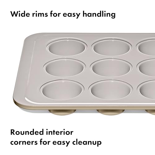 OXO Good Grips Non-Stick Pro Ceramic Coated Metal Bakeware 12 Cup Muffin Pan – Biscuit - color: Biscuit, size: Muffin Pan