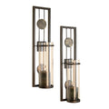 Danya B Set of Two Wall Sconces, Metal Wall Décor, Antique-Style Metal Sconce for Home, Patio or Office – Decorative Metal Wall Scone, Candle Holder, Real or Battery Operated Candles