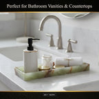 Bey-Berk International Green Onyx Marble Bath Tray, White & Tan - color: Green Onyx