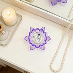 Crystal Flower Jewelry Tray, Luxury Transparent Decorative Trinket Dish for Rings, Earrings, Necklaces, Keys for Vanity Dresser Nightstand, Elegant Gift for Women Mother's Day (1, 4.4"(w) - Purple) - size: 4.4"(w) - Purple